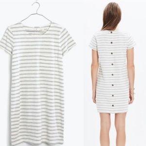 Madewell Grey White Stripe Button Back Dress